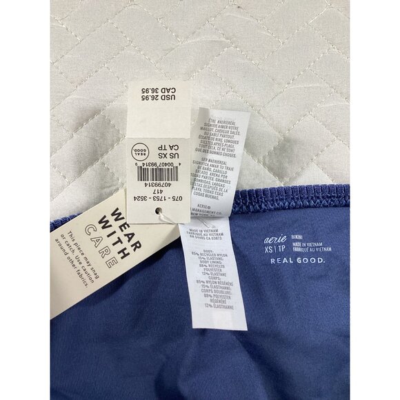 Aerie Womens Ribbed Bikini Bottom XS Blue Pool Beach Vacation Vibes NWT Summer - Picture 5 of 5